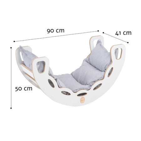 PLUSH Small Rocker 4-in-1 rocker + Climbing Wall/Slide + Cushion Light Gray