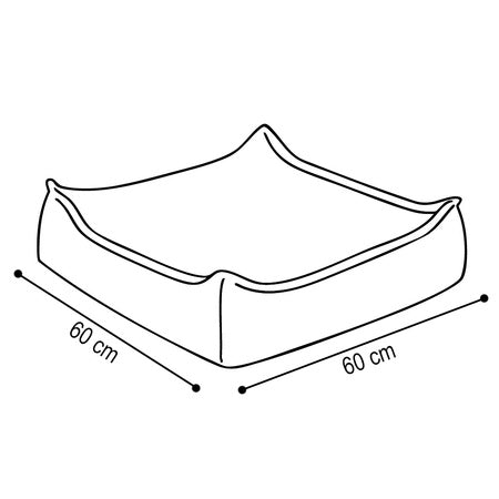 PLUSH Pouf, 60x60 cm, Floor Cushion Premium Corduroy Beige/Grey/Pink