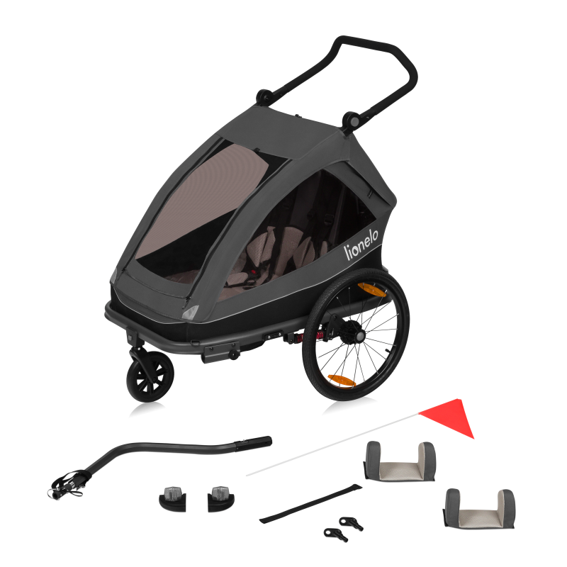 Lionelo Cama Grey Graphite - Bicycle Trailer With Stroller Function