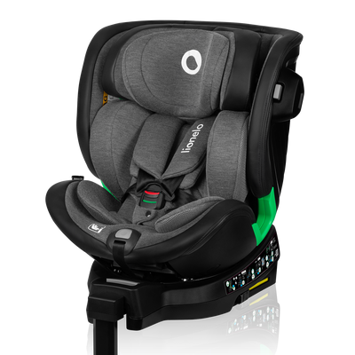 Lionelo Harmony i-Size Grey Graphite Leather Bamboo 360 Rotational Car Seat