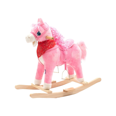 Wooden Rocking Horse Brown/Pink