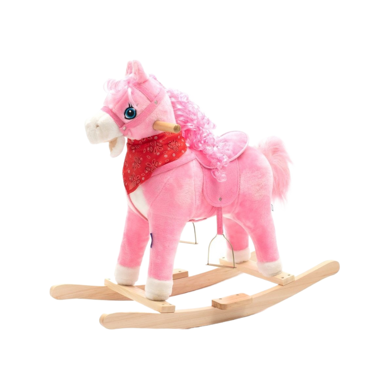 Wooden Rocking Horse Brown/Pink