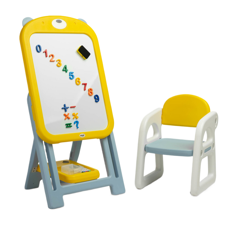 Ted Educational Board and Chair Set Yellow/Grey/Pink