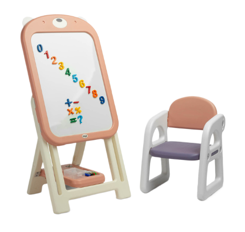 Ted Educational Board and Chair Set Yellow/Grey/Pink