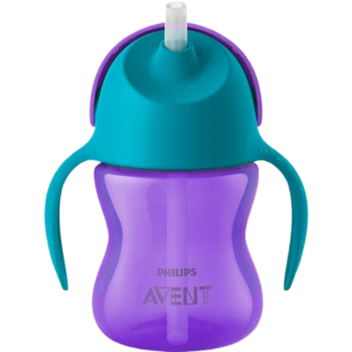 Avent Bendi Straw Mug With Handles 200ml Blue/Purple