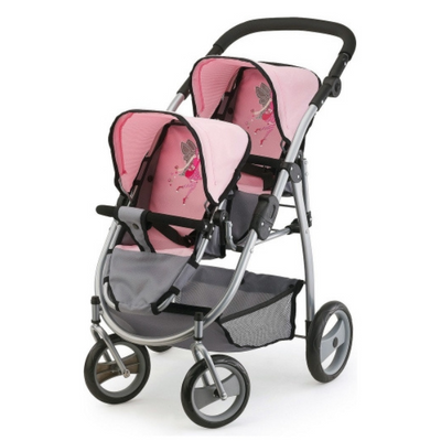 Bayer Twins Doll Stroller Pink Grey