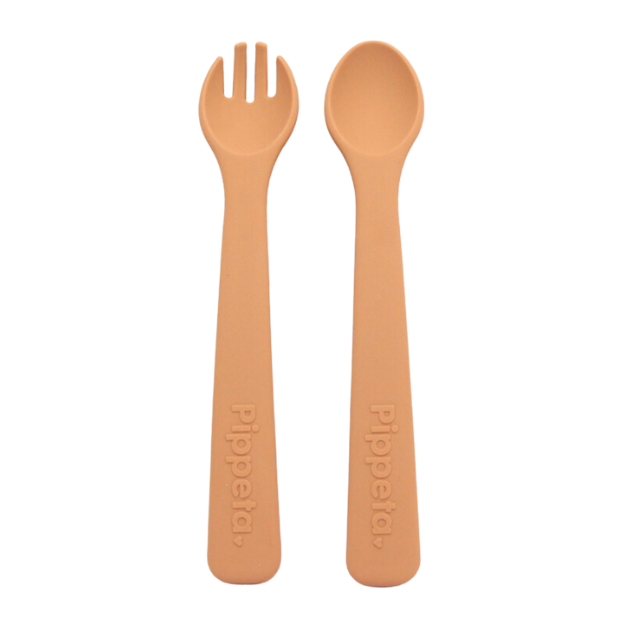Pippeta Silicone Spoon & Fork Ginger Rust