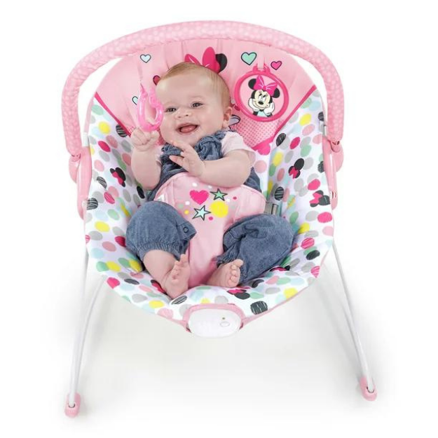 Bright Starts Disney Baby Minnie Mouse Vibrating Baby Bouncer Spotty Dotty