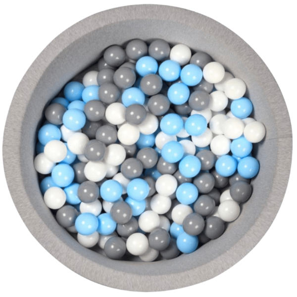 Larisa & Pumpkin Organic Cotton Light Grey Ball Pit with 200 (Grey/Blue/White) Balls