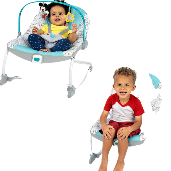 Bright Starts Disney Baby Infant to Toddler Rocker with Soothing Vibrations, Mickey Mouse