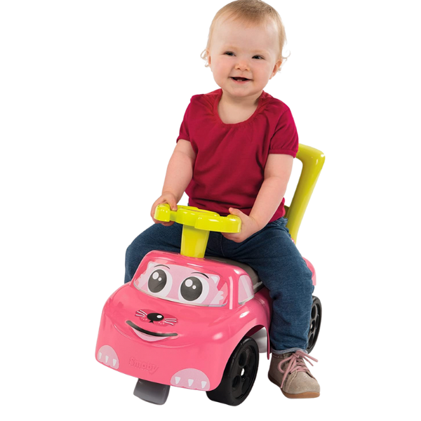 Smoby 2-in-1 Ride on Car and Baby Walker-Safe, Pink