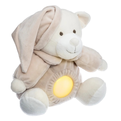 Nightlight Teddy Bear In Fabric Grey/Beige