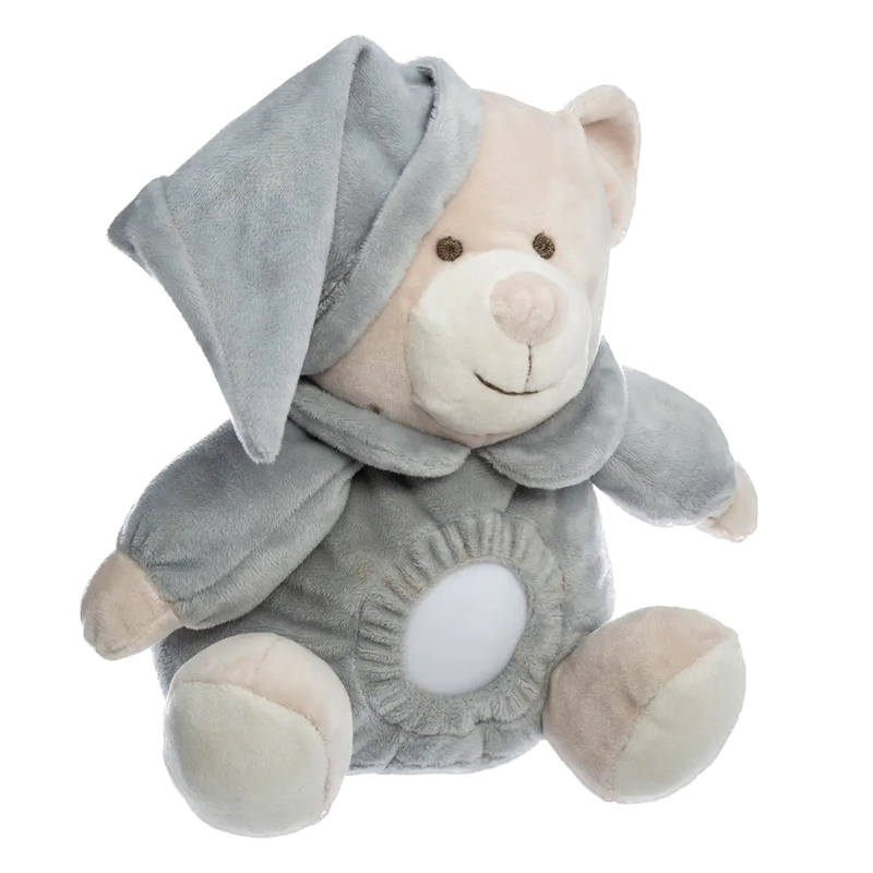 Nightlight Teddy Bear In Fabric Grey/Beige