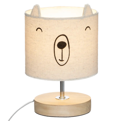 Kids Lamp With Shade 21cm Height Grey Cat/ Beige Bear